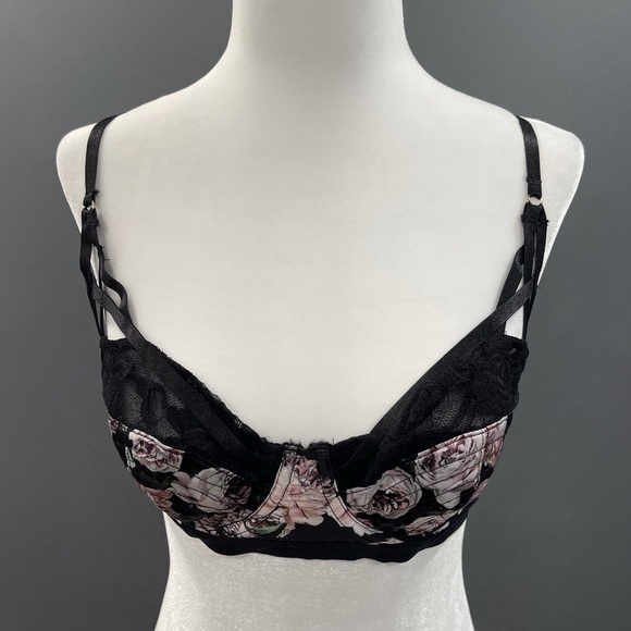 ASOS Other - ASOS Bra Floral Satin Black 32D